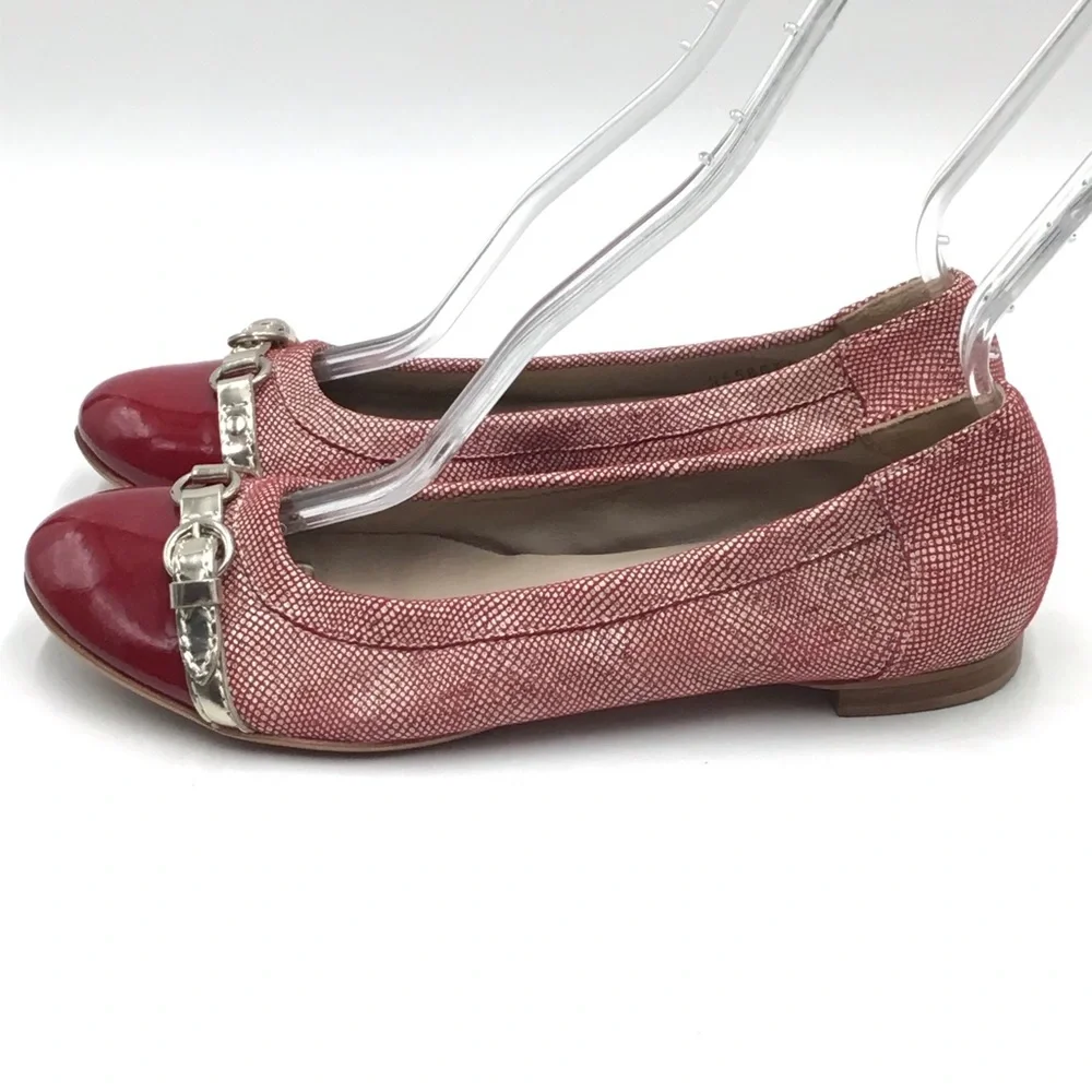 AGL Atillio Giusti Leombruni red leather patent flats EU 38